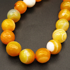 Natural Agate,Striped Agate,Round,Faceted,Dyed,Earth yellow,10mm,Hole:1mm,about 38pcs/strand,about 55g/strand,5 strands/package,15"(38cm),XBGB03762ahjb-L001