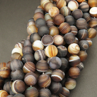 Natural Agate,Striped Agate,Round,Frosted,Dyed,Dark brown,8mm,Hole:1mm,about 48pcs/strand,about 36g/strand,5 strands/package,15"(38cm),XBGB03765vbpb-L001