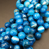 Natural Agate,Striped Agate,Round,Faceted,Dyed,Royal blue,12mm,Hole:1mm,about 32pcs/strand,about 80g/strand,5 strands/package,15"(38cm),XBGB03771vhnv-L001