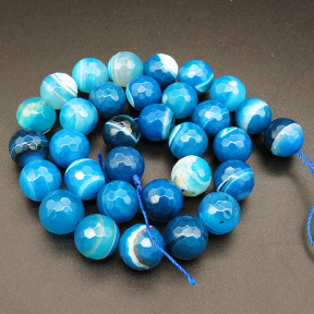 Natural Agate,Striped Agate,Round,Faceted,Dyed,Royal blue,12mm,Hole:1mm,about 32pcs/strand,about 80g/strand,5 strands/package,15"(38cm),XBGB03771vhnv-L001