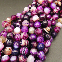 Natural Agate,Striped Agate,Round,Faceted,Dyed,Purple,8mm,Hole:1mm,about 48pcs/strand,about 36g/strand,5 strands/package,15"(38cm),XBGB03786bhva-L001