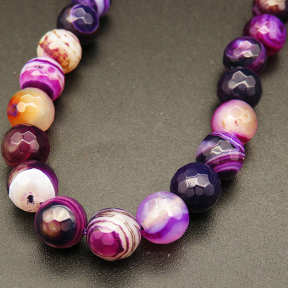 Natural Agate,Striped Agate,Round,Faceted,Dyed,Purple,8mm,Hole:1mm,about 48pcs/strand,about 36g/strand,5 strands/package,15"(38cm),XBGB03786bhva-L001
