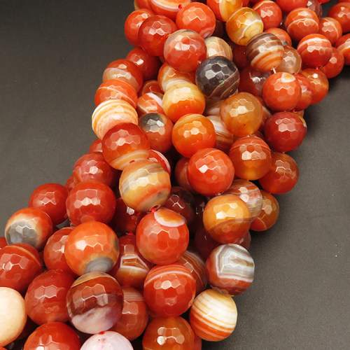 Natural Agate,Striped Agate,Round,Faceted,Dyed,Orange,12mm,Hole:1mm,about 33pcs/strand,about 80g/strand,5 strands/package,15"(38cm),XBGB03789vhnv-L001