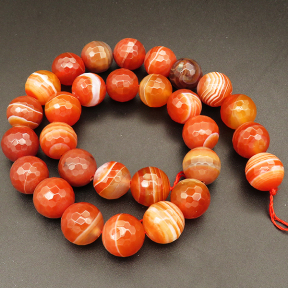 Natural Agate,Striped Agate,Round,Faceted,Dyed,Orange,12mm,Hole:1mm,about 33pcs/strand,about 80g/strand,5 strands/package,15"(38cm),XBGB03789vhnv-L001