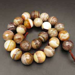 Natural Agate,Striped Agate,Round,Faceted,Dyed,Light Brown,16mm,Hole:1.2mm,about 24pcs/strand,about 120g/strand,5 strands/package,15"(38cm),XBGB03792vihb-L001