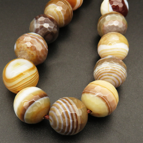 Natural Agate,Striped Agate,Round,Faceted,Dyed,Light Brown,16mm,Hole:1.2mm,about 24pcs/strand,about 120g/strand,5 strands/package,15"(38cm),XBGB03792vihb-L001