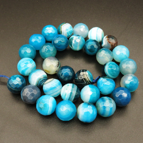 Natural Agate,Striped Agate,Round,Faceted,Dyed,Sky Blue,12mm,Hole:1mm,about 32pcs/strand,about 80g/strand,5 strands/package,15"(38cm),XBGB03795vhnv-L001