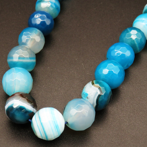 Natural Agate,Striped Agate,Round,Faceted,Dyed,Sky Blue,12mm,Hole:1mm,about 32pcs/strand,about 80g/strand,5 strands/package,15"(38cm),XBGB03795vhnv-L001