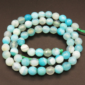 Natural Agate,Striped Agate,Round,Faceted,Dyed,Light blue,6mm,Hole:0.8mm,about 63pcs/strand,about 22g/strand,5 strands/package,15"(38cm),XBGB03804bbov-L001