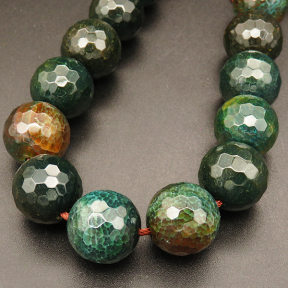 Natural Agate ,Round,Faceted,Dyed,Dark Green,16mm,Hole:1.5mm,about 24pcs/strand,about 120g/strand,5 strands/package,15"(38cm),XBGB03807vihb-L001