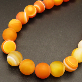 Natural Agate,Striped Agate,Round,Frosted,Dyed,Earth yellow,10mm,Hole:1mm,about 38pcs/strand,about 55g/strand,5 strands/package,15"(38cm),XBGB03810bhia-L001
