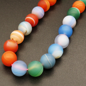 Natural Agate,Colorful Agate,Round,Frosted,Dyed,Mixed color,8mm,Hole:1mm,about 48pcs/strand,about 36g/strand,5 strands/package,15"(38cm),XBGB03819vbpb-L001