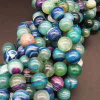 Natural Agate,Striped Agate,Round,Dyed,Mixed color,12mm,Hole:1mm,about 32pcs/strand,about 80g/strand,5 strands/package,15"(38cm),XBGB03828vhmv-L001