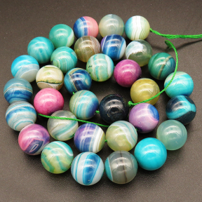 Natural Agate,Striped Agate,Round,Dyed,Mixed color,12mm,Hole:1mm,about 32pcs/strand,about 80g/strand,5 strands/package,15"(38cm),XBGB03828vhmv-L001