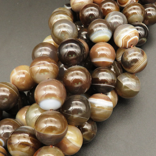 Natural Agate,Striped Agate,Round,Dyed,Dark Brown,16mm,Hole:1.2mm,about 24pcs/strand,about 120g/strand,5 strands/package,15"(38cm),XBGB03831aivb-L001