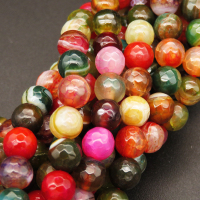 Natural Agate,Colorful Agate,Round,Faceted,Dyed,Mixed color,6mm,Hole:0.8mm,about 63pcs/strand,about 22g/strand,5 strands/package,15"(38cm),XBGB03843bbov-L001