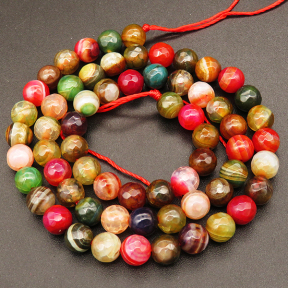 Natural Agate,Colorful Agate,Round,Faceted,Dyed,Mixed color,6mm,Hole:0.8mm,about 63pcs/strand,about 22g/strand,5 strands/package,15"(38cm),XBGB03843bbov-L001