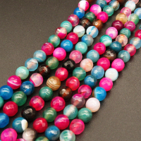 Natural Agate,Colorful Agate,Round,Faceted,Dyed,Mixed color,6mm,Hole:0.8mm,about 63pcs/strand,about 22g/strand,5 strands/package,15"(38cm),XBGB03846bbov-L001