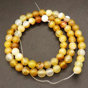 Natural Agate ,Round,Dyed,Earth yellow,6mm,Hole:0.8mm,about 63pcs/strand,about 22g/strand,5 strands/package,15"(38cm),XBGB03855vbnb-L001
