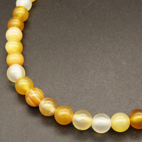 Natural Agate ,Round,Dyed,Earth yellow,6mm,Hole:0.8mm,about 63pcs/strand,about 22g/strand,5 strands/package,15"(38cm),XBGB03855vbnb-L001