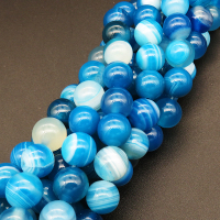 Natural Agate,Striped Agate,Round,Dyed,Blue,8mm,Hole:1mm,about 38pcs/strand,about 36g/strand,5 strands/package,15"(38cm),XBGB03858vbpb-L001