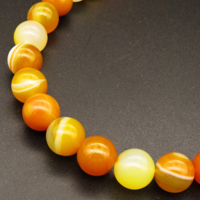 Natural Agate,Striped Agate,Round,Dyed,Earth yellow,10mm,Hole:1mm,about 38pcs/strand,about 55g/strand,5 strands/package,15"(38cm),XBGB03861bhia-L001