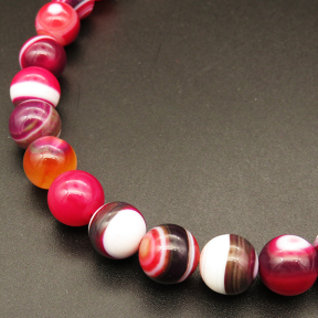 Natural Agate,Striped Agate,Round,Dyed,Rose red,10mm,Hole:1mm,about 38pcs/strand,about 55g/strand,5 strands/package,15"(38cm),XBGB03864bhia-L001