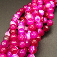 Natural Agate,Striped Agate,Round,Dyed,Rose red,8mm,Hole:1mm,about 48pcs/strand,about 36g/strand,5 strands/package,15"(38cm),XBGB03873vbpb-L001