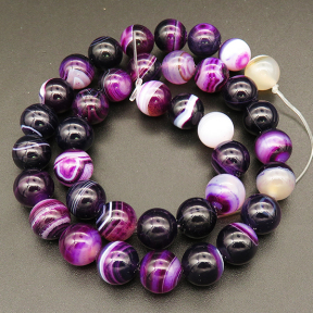 Natural Agate,Striped Agate,Round,Dyed,Purple,10mm,Hole:1mm,about 38pcs/strand,about 55g/strand,5 strands/package,15"(38cm),XBGB03879bhia-L001