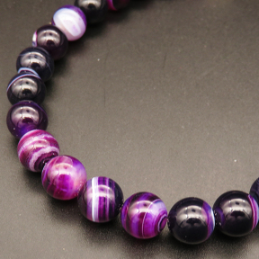 Natural Agate,Striped Agate,Round,Dyed,Purple,10mm,Hole:1mm,about 38pcs/strand,about 55g/strand,5 strands/package,15"(38cm),XBGB03879bhia-L001
