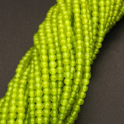 Natural Alabaster,Round,Dyed,Fluorescent green,2mm,Hole:0.4mm,about 190pcs/strand,about 3g/strand,5 strands/package,15"(38cm),XBGB03909vbmb-L001