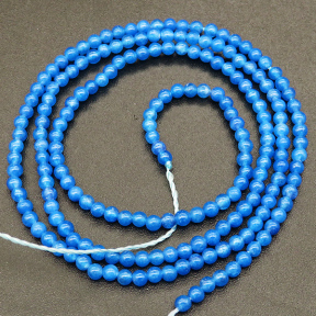 Natural Alabaster,Round,Dyed,Blue,2mm,Hole:0.4mm,about 190pcs/strand,about 3g/strand,5 strands/package,15"(38cm),XBGB03915vbmb-L001