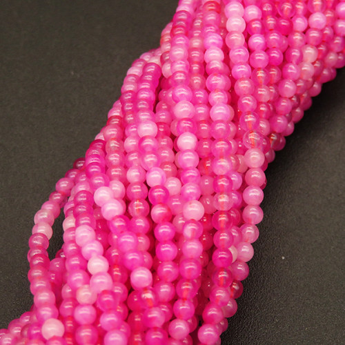 Natural Alabaster,Round,Dyed,Dark Pink,2mm,Hole:0.4mm,about 190pcs/strand,about 3g/strand,5 strands/package,15"(38cm),XBGB03921vbmb-L001
