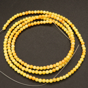Natural Alabaster,Round,Dyed,Light yellow,2mm,Hole:0.4mm,about 190pcs/strand,about 3g/strand,5 strands/package,15"(38cm),XBGB03942vbmb-L001