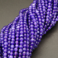 Natural Alabaster,Round,Dyed,Purple,3mm,Hole:0.4mm,about 125pcs/strand,about 6g/strand,5 strands/package,15"(38cm),XBGB03957vbnb-L001