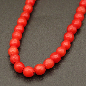 Natural Alabaster,Round,Faceted,Dyed,Red,4mm,Hole:0.5mm,about 90pcs/strand,about 9g/strand,5 strands/package,15"(38cm),XBGB03984abol-L001