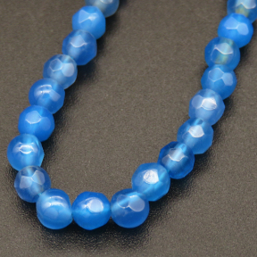 Natural Alabaster,Round,Faceted,Dyed,Blue,4mm,Hole:0.5mm,about 90pcs/strand,about 9g/strand,5 strands/package,15"(38cm),XBGB03990abol-L001