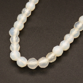 Natural Alabaster,Round,Faceted,Dyed,White,4mm,Hole:0.5mm,about 90pcs/strand,about 9g/strand,5 strands/package,15"(38cm),XBGB03993abol-L001