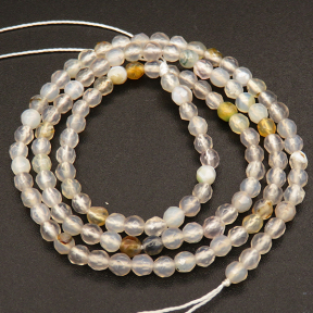 Natural Alabaster,Round,Faceted,Dyed,White,3mm,Hole:0.4mm,about 125pcs/strand,about 6g/strand,5 strands/package,15"(38cm),XBGB03999abol-L001