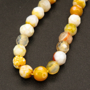 Natural Agate,Fire Agate,Round,Faceted,Dyed,Yellow,4mm,Hole:0.5mm,about 90pcs/strand,about 9g/strand,5 strands/package,15"(38cm),XBGB04035abol-L001