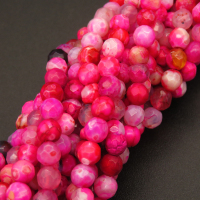 Natural Agate,Fire Agate,Round,Faceted,Dyed,Rose red,4mm,Hole:0.5mm,about 90pcs/strand,about 9g/strand,5 strands/package,15"(38cm),XBGB04041abol-L001