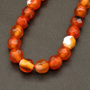 Natural Agate,Fire Agate,Round,Faceted,Dyed,Orange Red,4mm,Hole:0.5mm,about 90pcs/strand,about 9g/strand,5 strands/package,15"(38cm),XBGB04044abol-L001