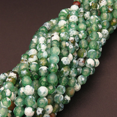 Natural Agate,Fire Agate,Round,Faceted,Dyed,Light green,4mm,Hole:0.5mm,about 90pcs/strand,about 9g/strand,5 strands/package,15"(38cm),XBGB04047abol-L001