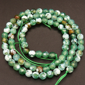 Natural Agate,Fire Agate,Round,Faceted,Dyed,Light green,4mm,Hole:0.5mm,about 90pcs/strand,about 9g/strand,5 strands/package,15"(38cm),XBGB04047abol-L001
