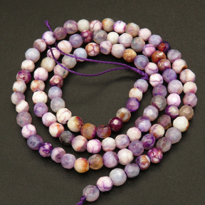 Natural Agate,Fire Agate,Round,Faceted,Dyed,Purple,4mm,Hole:0.5mm,about 90pcs/strand,about 9g/strand,5 strands/package,15"(38cm),XBGB04056abol-L001