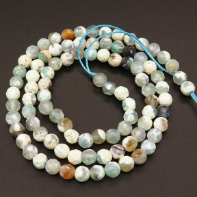 Natural Agate,Fire Agate,Round,Faceted,Dyed,Cyan,4mm,Hole:0.5mm,about 90pcs/strand,about 9g/strand,5 strands/package,15"(38cm),XBGB04062abol-L001