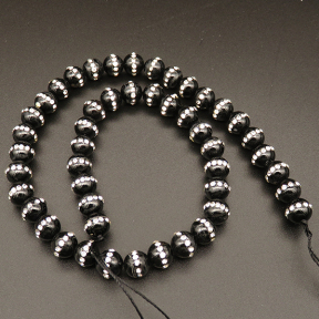 Natural Agate & Rhinestone,Round,Dyed,Black,8mm,Hole:1mm,about 48pcs/strsnd,about 36g/strand,5 strands/package,15"(38cm),XBGB04245ajoa-L001