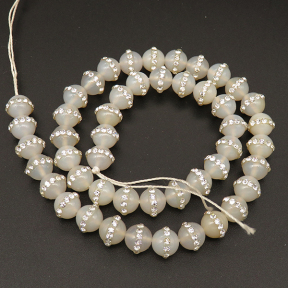 Natural Agate & Rhinestone,Round,Dyed,Light Grey,8mm,Hole:1mm,about 48pcs/strsnd,about 36g/strand,5 strands/package,15"(38cm),XBGB04266ajoa-L001