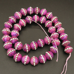 Natural Mi Wang Yu & Rhinestone,Round,Dyed,Purple,10mm,Hole:1mm,about 38pcs/strsnd,about 55g/strand,5 strands/package,15"(38cm),XBGB04287ajoa-L001