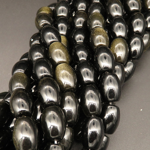 Natural Obsidian,Drum beads,Black,12*16mm,Hole:1mm,about 25pcs/strsnd,about 76g/strand,5 strands/package,16"(40cm),XBGB04307aivb-L001